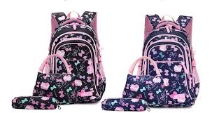 3 piece set school Backpack Kids Bookbags Set for Girls image 3