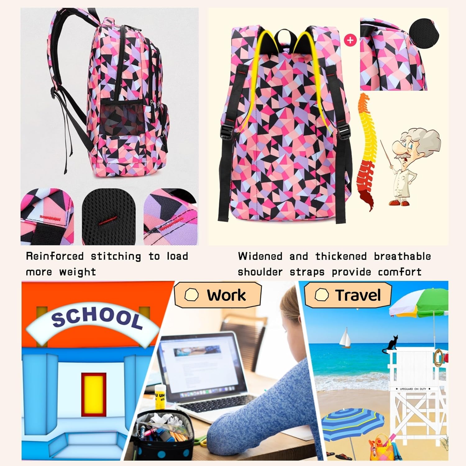 Geometric-Print Backpack and Lunch-Bag Set for Students image 6