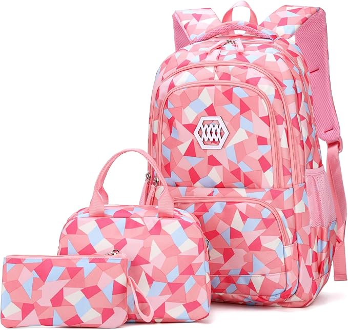 Geometric-Print Backpack and Lunch-Bag Set for Students image 1