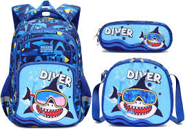 Boys Dinosaur Backpack Set with Lunch Box Pencil Case - Diver image