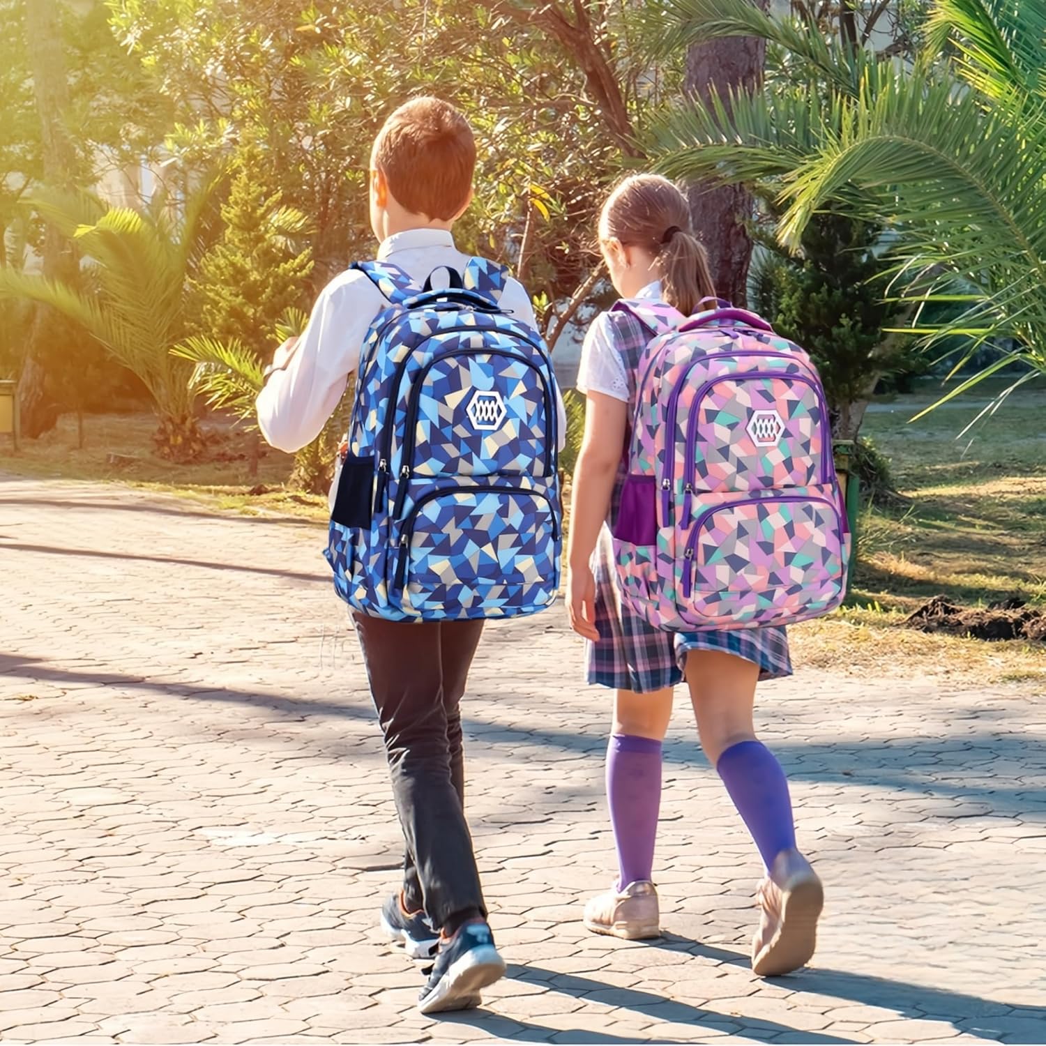 Geometric-Print Backpack and Lunch-Bag Set for Students image 4