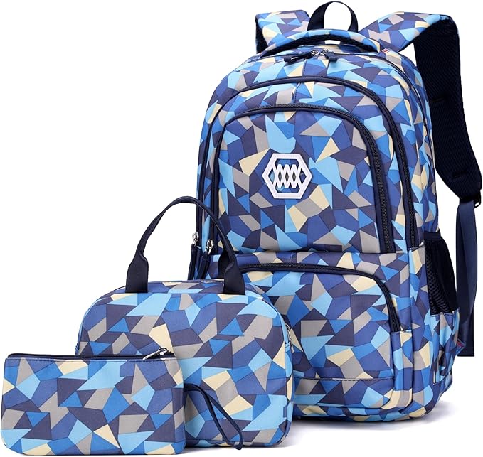 Geometric-Print Backpack and Lunch-Bag Set for Students image 2