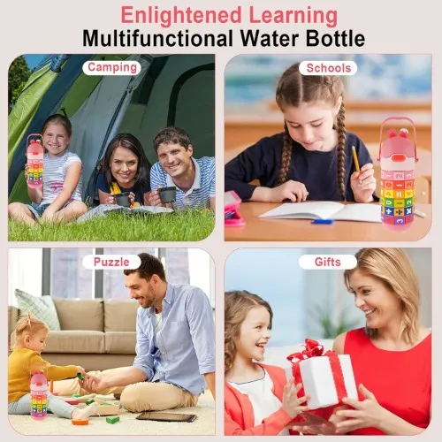 Spin Fun Insulated Mathematics Vacuum Kids Water Bottle - Pink image 9