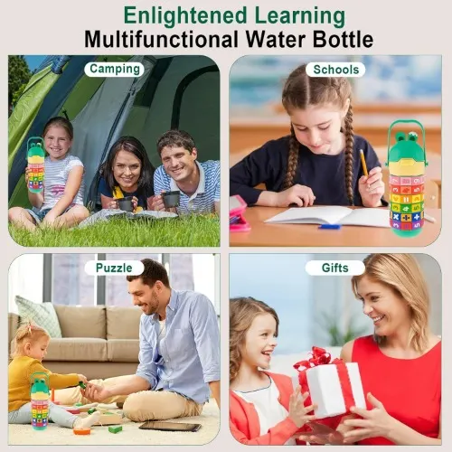 Spin Fun Insulated Mathematics Vacuum Kids Water Bottle - Pink image 3