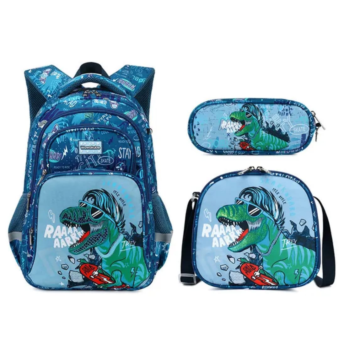 Boys Dinosaur Backpack Set with Lunch Box Pencil Case image 0