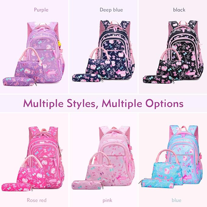 3 piece set school Backpack Kids Bookbags Set for Girls image 1