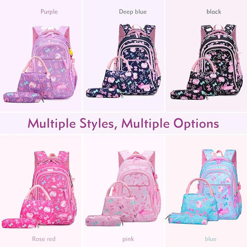 3 piece set school Backpack Kids Bookbags Set for Girls image 1
