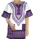 100% Cotton Premium Quality Unisex African Kente Top-Purple