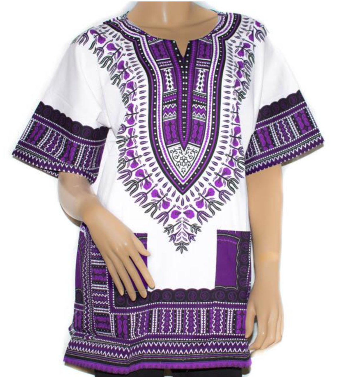 100% Cotton Premium Quality Unisex African Kente Top-Purple
