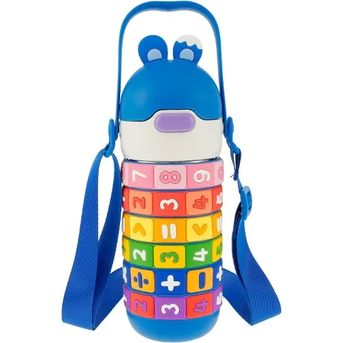 Spin Fun Insulated Mathematics Vacuum Kids Water Bottle - Blue image 0