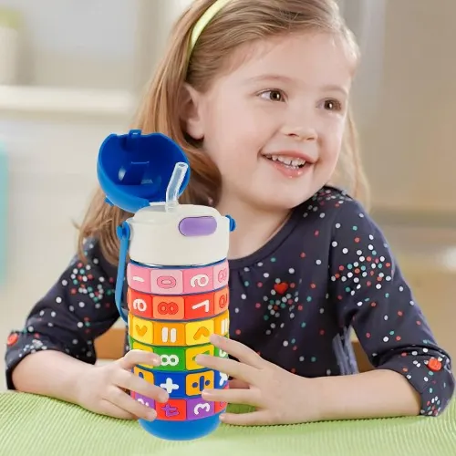 Spin Fun Insulated Mathematics Vacuum Kids Water Bottle - Blue image 1