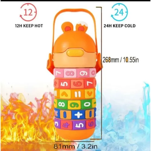 Spin Fun Insulated Mathematics Vacuum Kids Water Bottle - Orange image 0