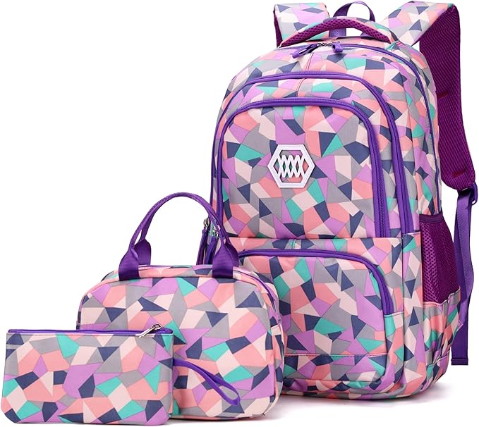Geometric-Print Backpack and Lunch-Bag Set for Students image 3