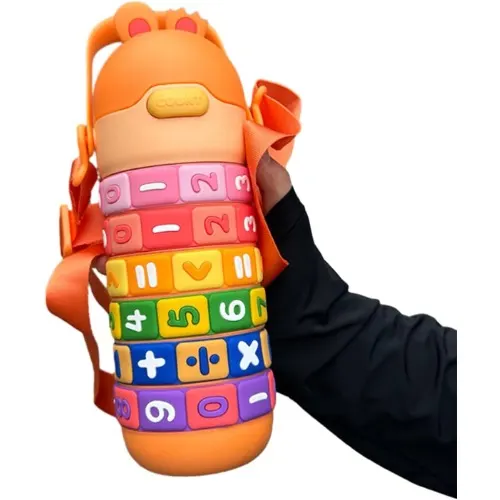 Spin Fun Insulated Mathematics Vacuum Kids Water Bottle - Orange image 1