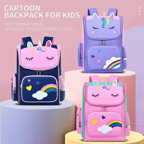 Large Unicorn Backpack- Blue image 1