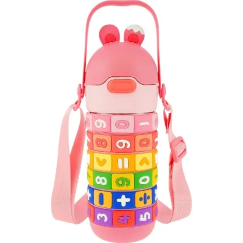 Spin Fun Insulated Mathematics Vacuum Kids Water Bottle - Pink image 0