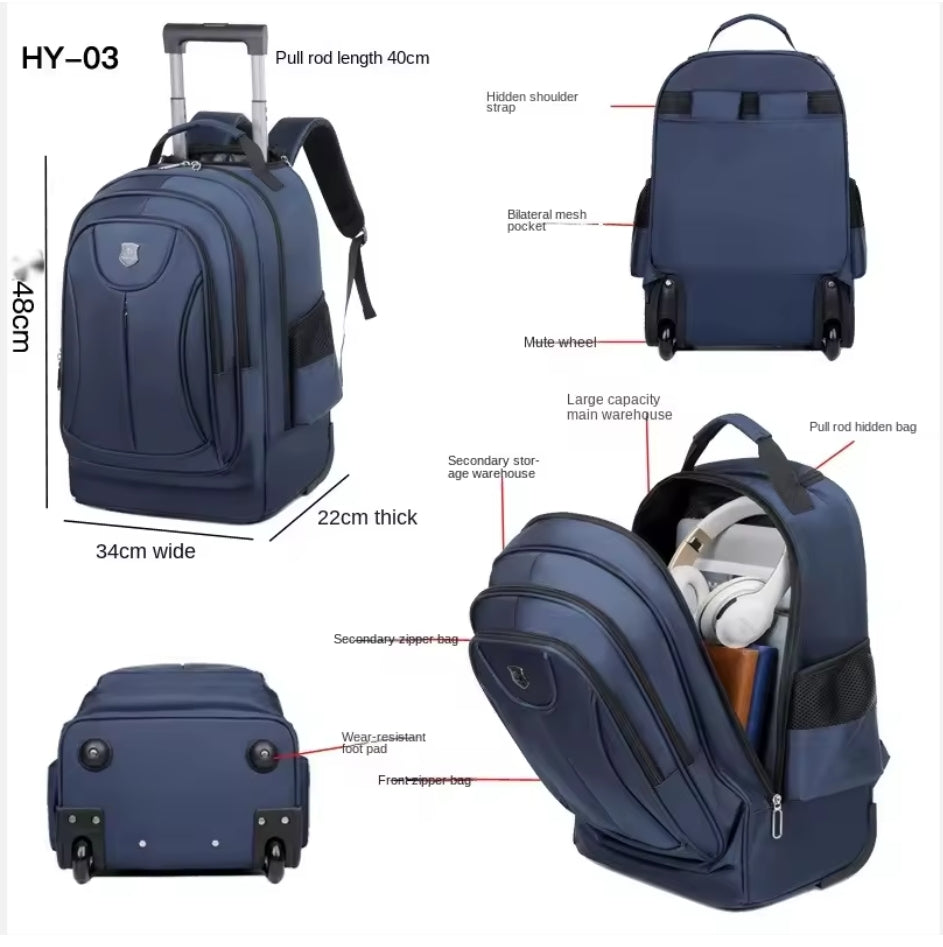 Rolling  Large Capacity Bag Computer Backpack for Overnight Business image 3