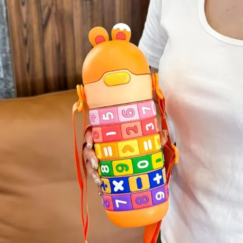 Spin Fun Insulated Mathematics Vacuum Kids Water Bottle - Orange image 3
