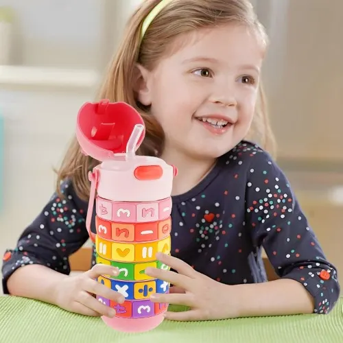 Spin Fun Insulated Mathematics Vacuum Kids Water Bottle - Pink image 5