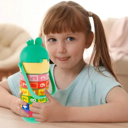 Spin Fun Insulated Mathematics Vacuum Kids Water Bottle - Pink image 1